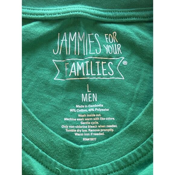 Jammies For Your Families Men's Green Long Sleeve Christmas Shirt Size L - Picture 3 of 5
